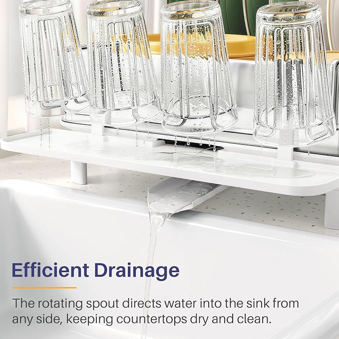 SNTD 304 Stainless Steel Dish Drying Rack for Small Kitchen Counter, White - Image 7