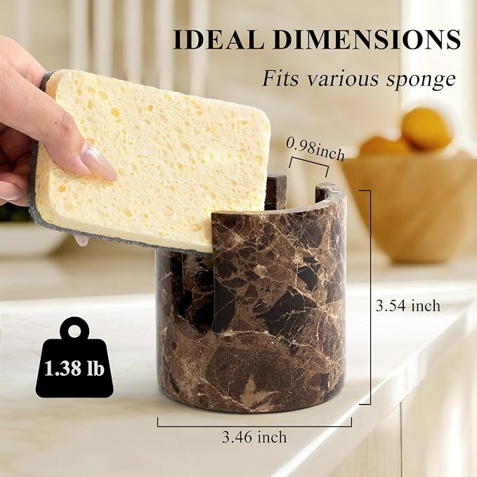 Natural Marble Sponge Holder, Drying Rack for Kitchen Sink - Dark Brown - Image 4