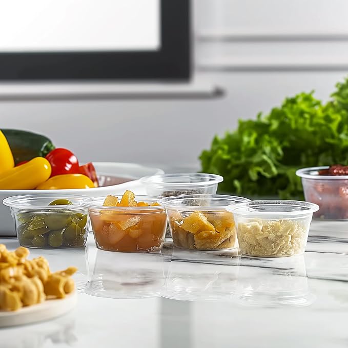 TashiBox [3.25 oz. - 200 Sets Portion Cups with Lids - Souffle & Jello Shot Cups, Clear Plastic Containers, Meal Prep, Salad Dressing & Medicine - Image 5