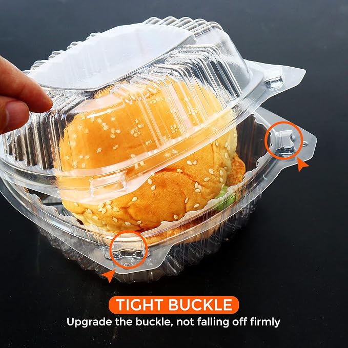 125Pcs 5.75‘’ Clear Hinged Plastic Containers,Clear Plastic Take out Containers,Square Hinged Food Container,Disposable Clamshell Dessert Container,Clamshell Take Out Containers for Dessert (125) - Image 3