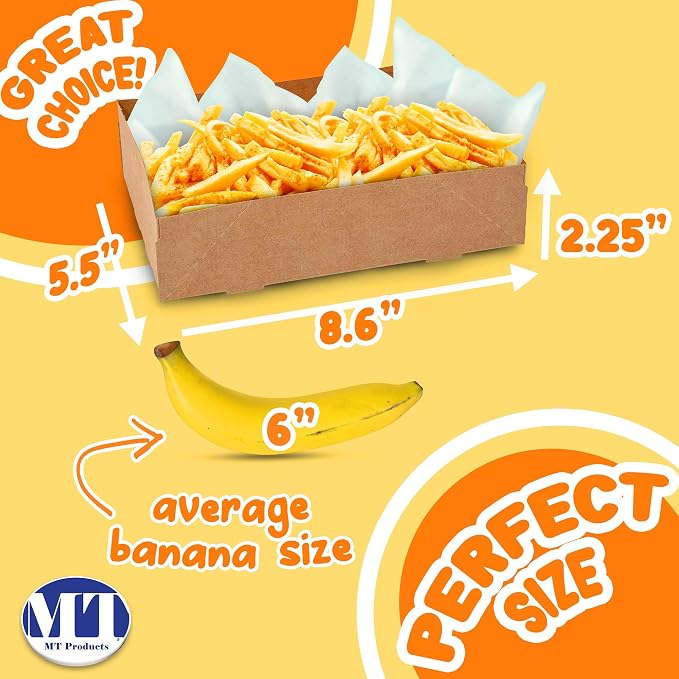 MT Products Kraft Stadium Trays 8.6" x 5.5" x 2.25 - Medium 4 Corner Pop-Up Food Trays (Pack of 25) - Made in The USA - Image 2