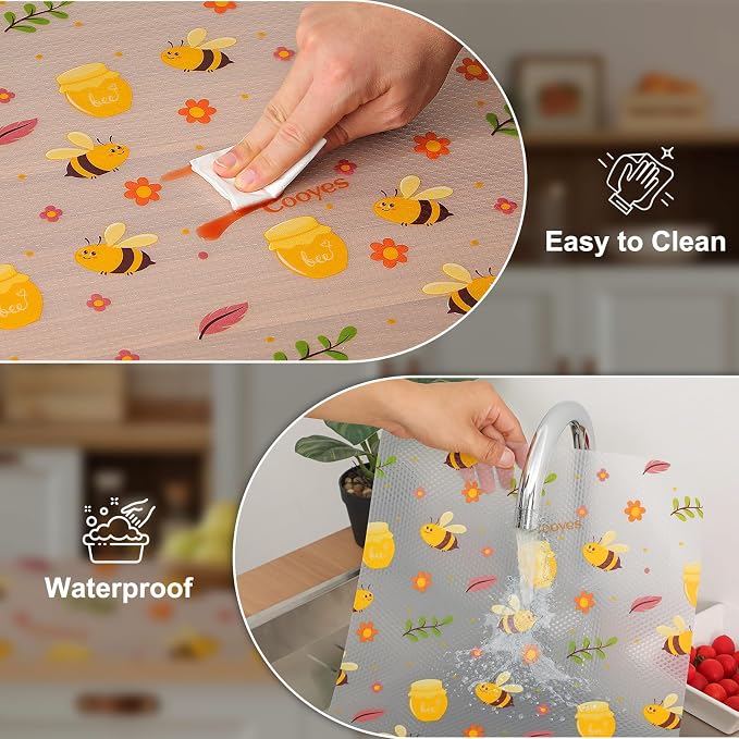 Cooyes Shelf Liner – Non-Slip Cabinet & Drawer Liner for Kitchen – Non-Adhesive Waterproof Shelf Paper with Modern Pattern – Durable EVA Cabinet Mat – Easy to Cut (Amber,11.8" W x 118" L) - Image 6