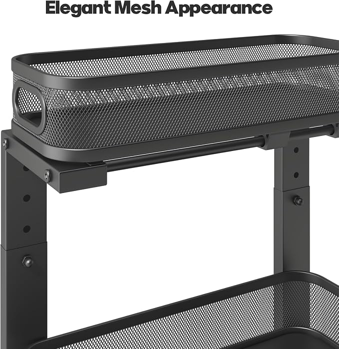 1 Pack 15.7IN-Depth Under Sink Organizer With Smooth Cylindrical Rail,2-Tier Pull Out Multi-Purpose Cabinet Storage for Bathroom&Kitchen,Height Adjustable,Rust-resistant Coating-Gun Gray - Image 4