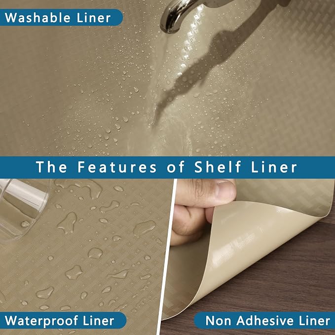 Kitchen Shelf Liner Drawer Liner, 11.8"W x 157.5"L Non Adhesive Cabinet Mat - Image 4