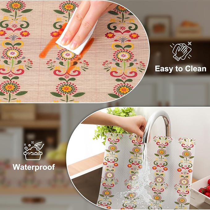 Cooyes Shelf Liner – Non-Slip Cabinet & Drawer Liner for Kitchen – Non-Adhesive Waterproof Shelf Paper with Modern Pattern – Durable EVA Cabinet Mat – Easy to Cut (Sunflower,11.8" W x 118" L) - Image 5