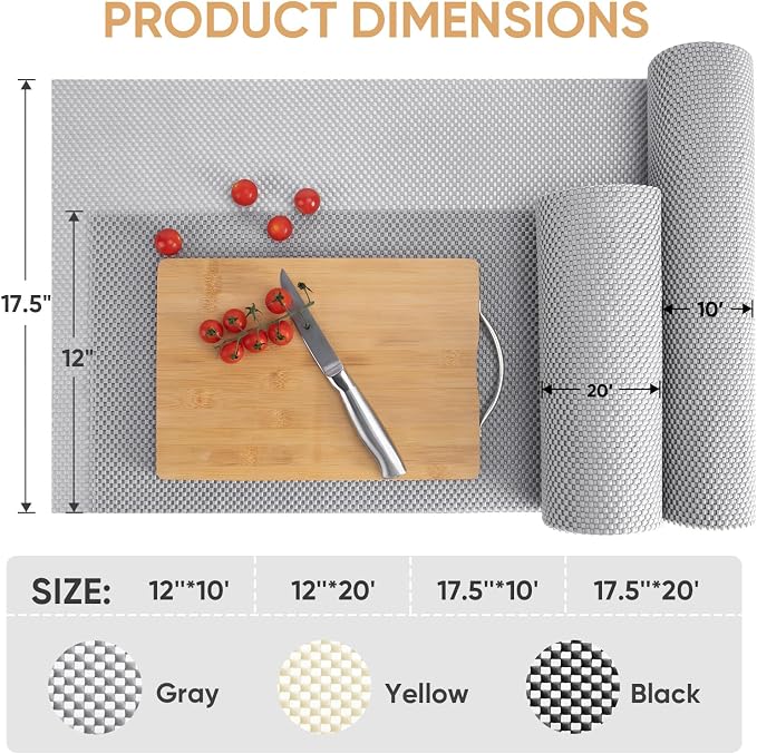 BALEINE Non-Adhesive Drawer Shelf Liners for Kitchen Cabinets, 17.5'' x 20' - Image 4