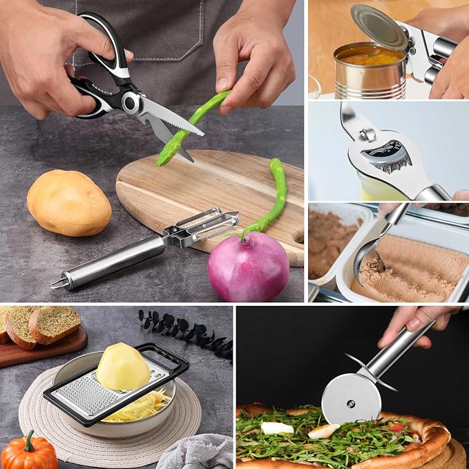 LIANYU 31-Piece Stainless Steel Cooking Utensils Set, Metal Kitchen Tools - Image 6