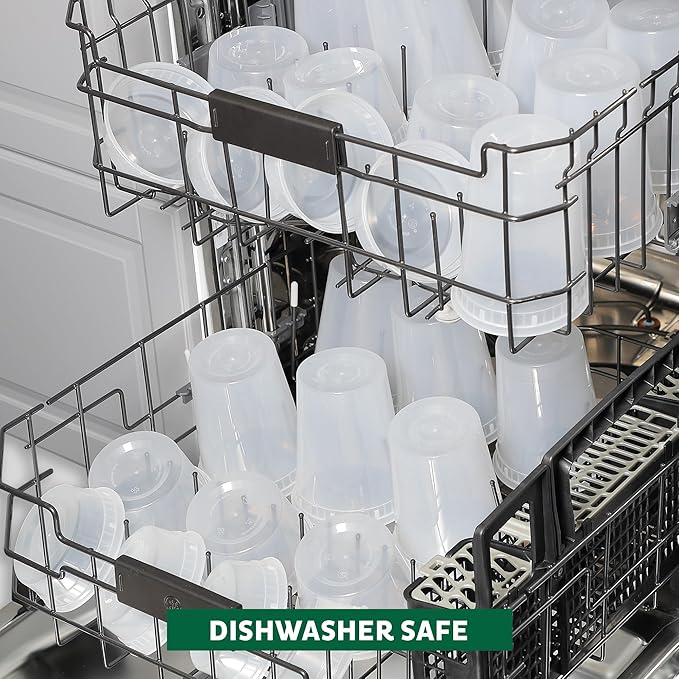 Freshware Food Storage Containers with Lids [8/16/32 oz x 20 each, 60 sets] Deli Containers, Microwave and Freezer Safe, Stackable, Leakproof, BPA Free, Clear - Image 6