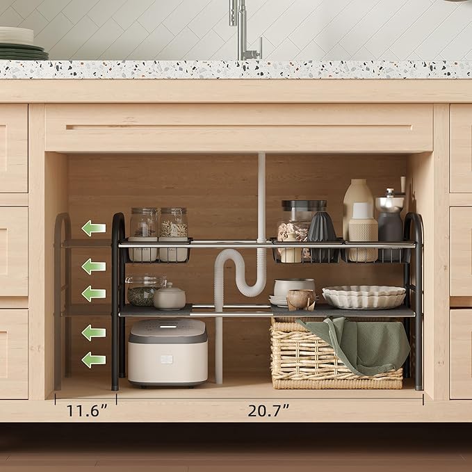Under Sink Organizers and Storage,Expandable under cabinet organizer Shelf - Image 2