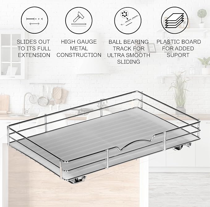 Pull-Out Cabinet Spice Rack Organizer, 16 ⅜"W x 10 ⅜"D x 2 ¾"H - Image 2