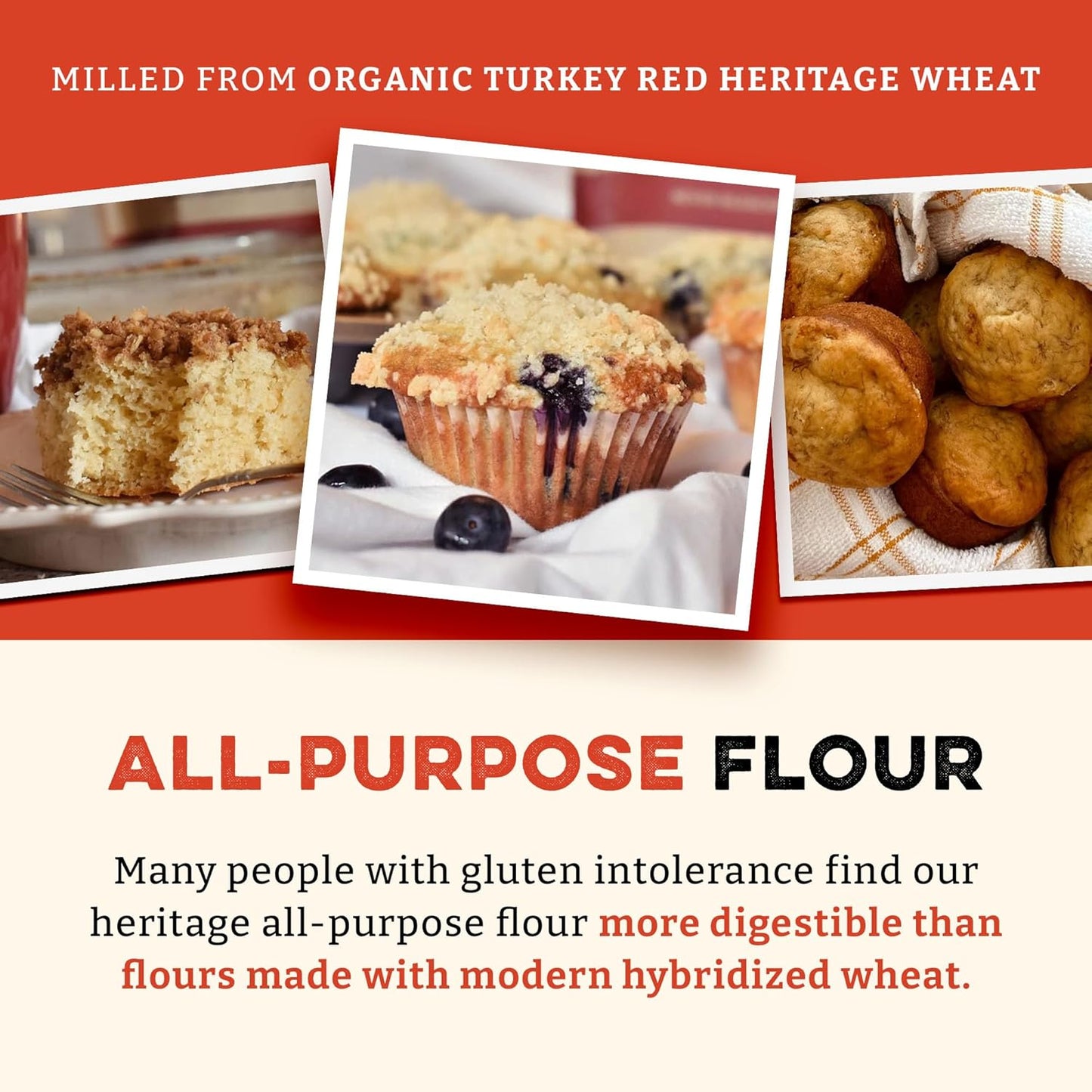 Sunrise Flour Mill Heritage Organic White Flour | USDA Organic All Purpose Flour Unbleached - Non-GMO, Kosher, Glyphosate Free, High Protein for Baking, Unbromated White Wheat (400 Ounce (Pack of 1))