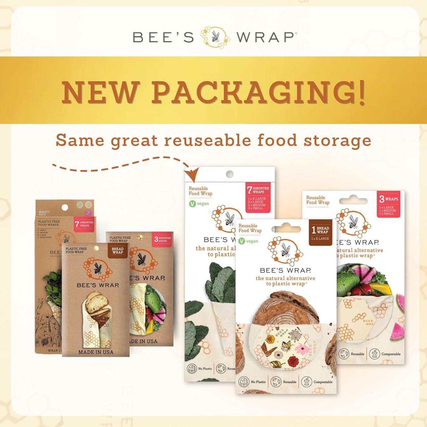 Bee's Wrap Beeswax Wraps for Food - Ocean Bread Wrap - Made in USA Reusable Bread Storage Bags - Organic & Eco-Friendly Alternative to Aluminum Foil, Sourdough Bags & Plastic Wrap