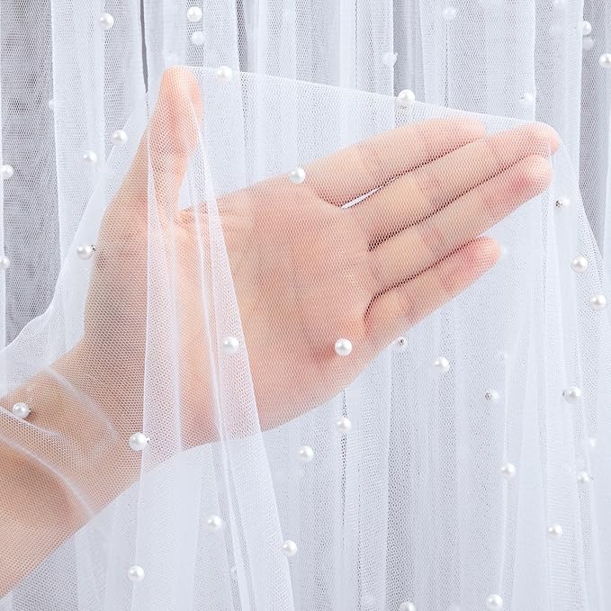Pearl Gauze Table Runner Tulle Centerpieces Fabric White 10ft Wedding - Image 5