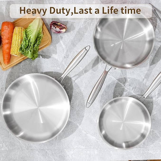 DELARLO Tri-Ply Stainless Steel Pan,18/10, 12.5" - Image 9