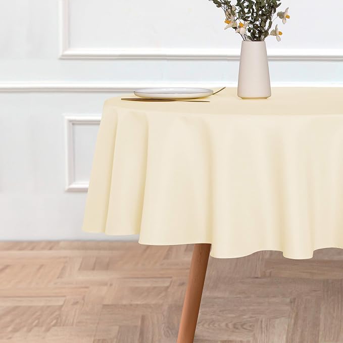 sancua Round Tablecloth 48 Inch Fits 20-36 Inch Tables, Beige - Image 3