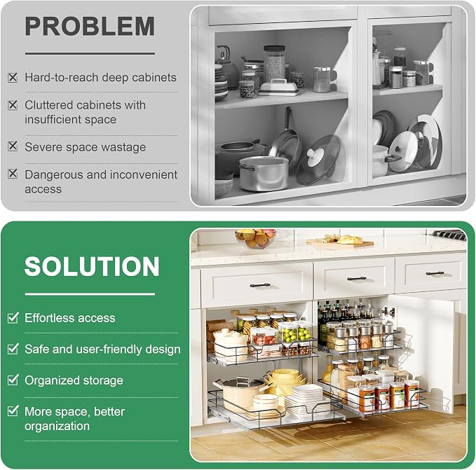 2-Tier Pull Out Cabinet Organizer (20" W x 22" D) - Image 4