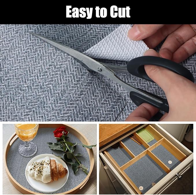 Grey Shelf Liner for Kitchen Cabinets Non-Adhesive 12IN x 10FT - Image 4
