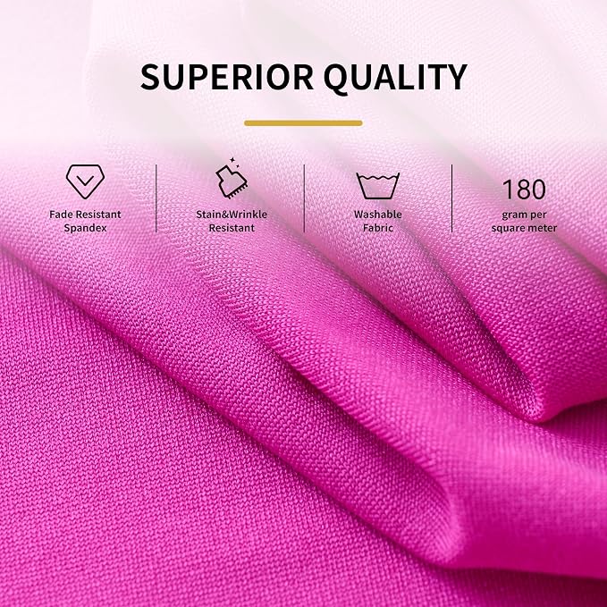 Outpain 8ft Spandex Table Cloth for Standard Folding Tables-2Pack Hot Pink Table Cloth Table Protector for Party, Wedding, Cocktail, Banquet, Festival - Image 3
