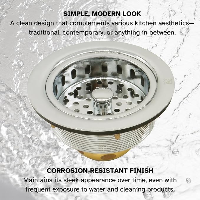 Westbrass D2145-05 3-1/2" Post Style Large Kitchen Sink Basket Strainer, Polished Nickel (2-Pack) - Image 8