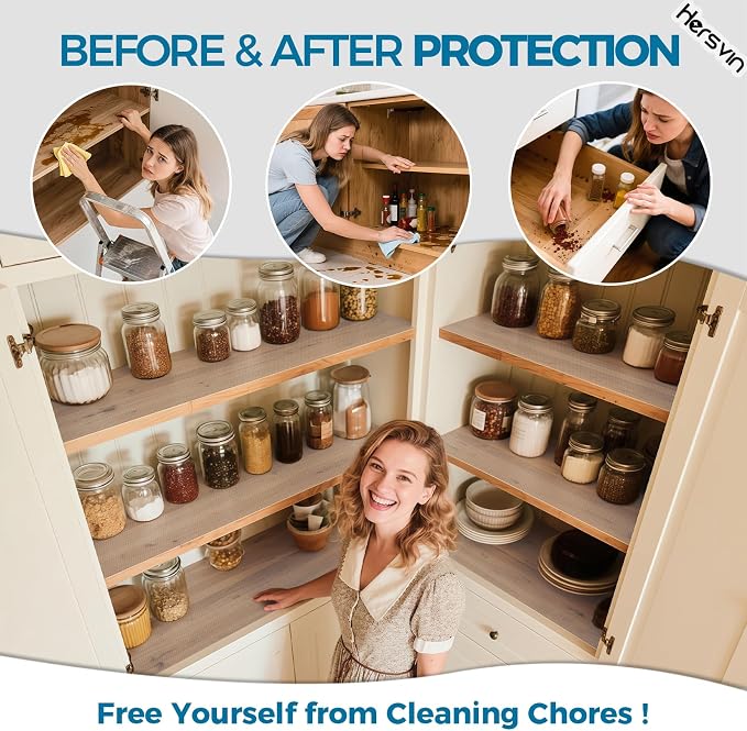 Hersvin Shelf Liners, 20in x 20ft Kitchen Drawer Mats, Non-Adhesive EVA Cupboard Protector, Cabinet Lining, Refrigerator Liner (Clear Dot) - Image 3