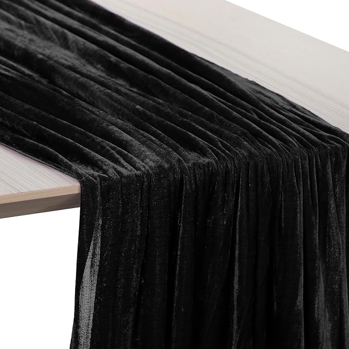 MDS® Pack of 10 | Black | Velvet Table Runner 20 x 120 Inches 10ft Long Luxurious Soft Romantic Wedding Runners for Party Reception Bridal Shower Birthday Banquets Dinner Table Decoration - Image 5