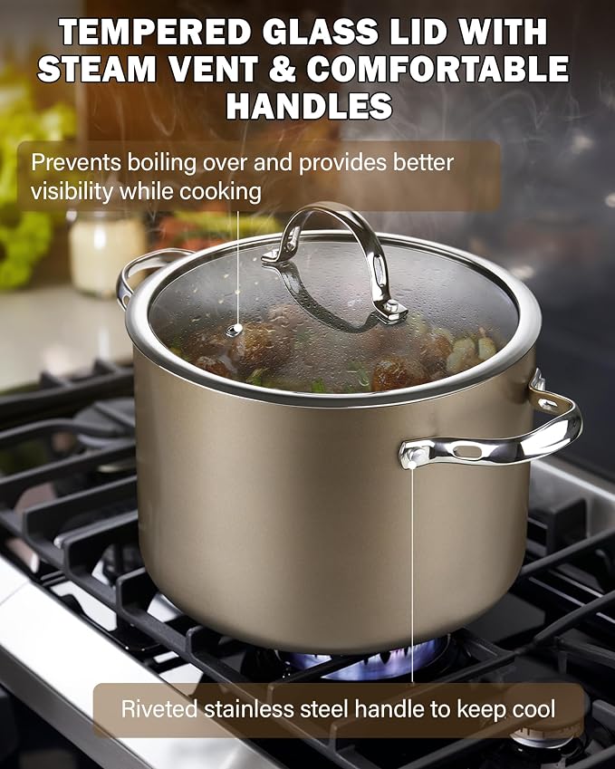 Cooks Standard 8-Piece Hard-Anodized Ceramic Nonstick Cookware Set, Bronze - Image 5