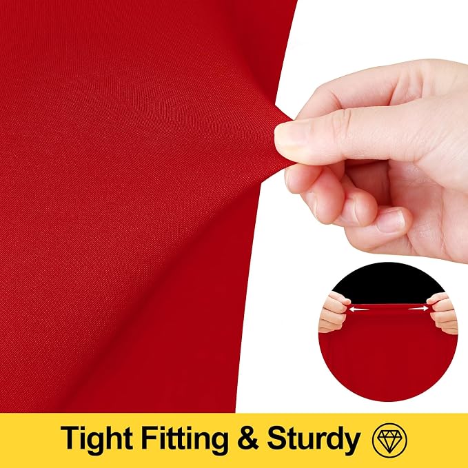 Smiry Spandex Tablecloth 6 Pack, Elastic Fitted Stretch Tablecloth for 8FT Rectangle Tables, Waterproof Washable Table Cover Skirt for Wedding, Banquet & Parties (Red, 96Lx30Wx30H Inch) - Image 3