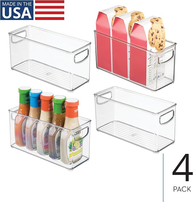iDesign Slim Clear Plastic Stackable Storage Bin, Tall Narrow, 4-Pack | Kitchen or Pantry Organizer - Image 2