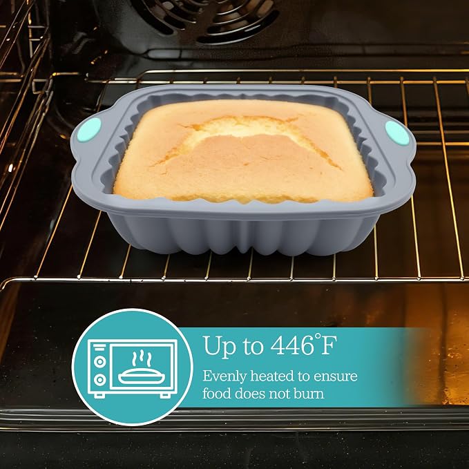 To encounter 44 Pieces Silicone Square Cake Pans Set, 3 Sizes Silicone Fluted Cake Pan with Reusable Baking Cups, Food Grade Baking Molds for Brownie, Bread, Muffin, Light Grey - Image 4