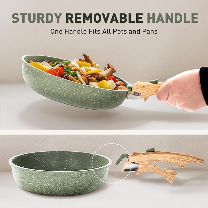 MAISON ARTS Camping Pots and Pans Set Non Stick with Removable Handle - Image 3