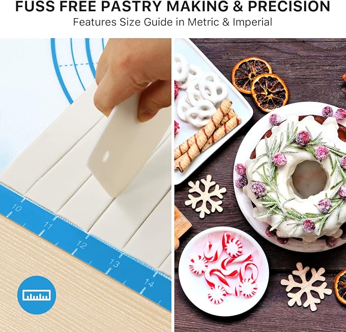 DANIA & DEAN 28"x20" Large Durable Silicone Baking Mat for Pastry and Bread | Non-Slip & Non-Stick Mat with Measurements, for Pizza, Pie Crust, Dough Rolling, Pasta & Sourdough, Reusable Counter Sheet - Image 8