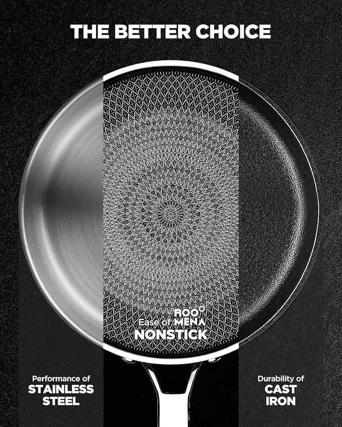 Wok pan with Lid, Hybrid Ceramic 13 Inch Tri-Ply Stainless Steel Woks & Stir-fry Pans Nonstick, Non-Toxic, PFAS/PFOA/PTFE Free, Metal Utensil Safe, Dishwasher & Oven Safe, Induction Compatible - Image 7