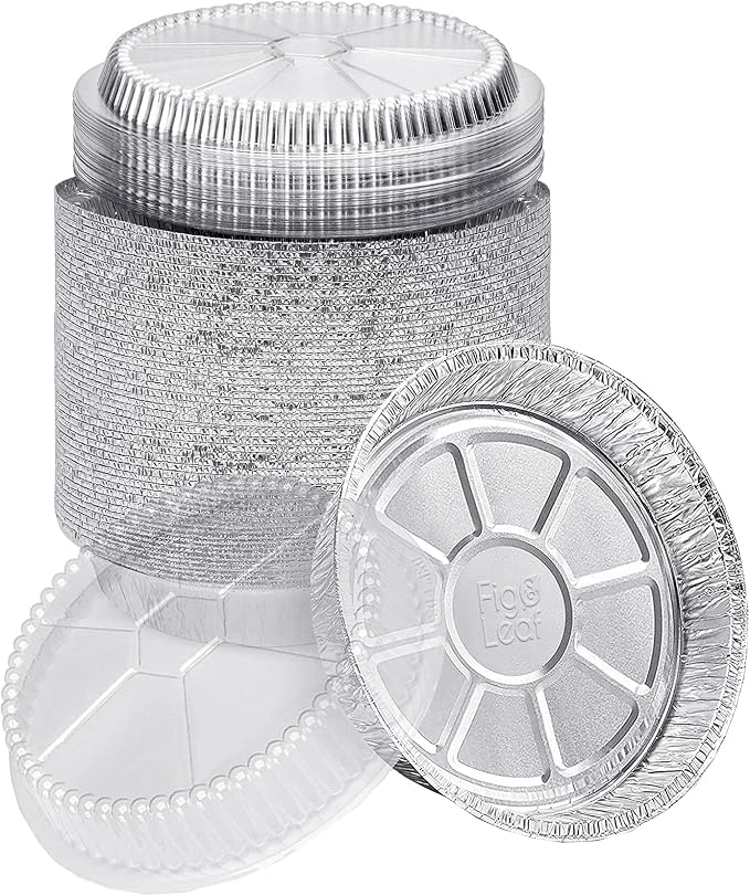 (360 Pack) Premium 6-Inch Round Foil Pans with Plastic Dome Lids l Heavy Duty l Disposable Aluminum Tin for Roasting, Baking, or Cooking by Fig+%26+Leaf