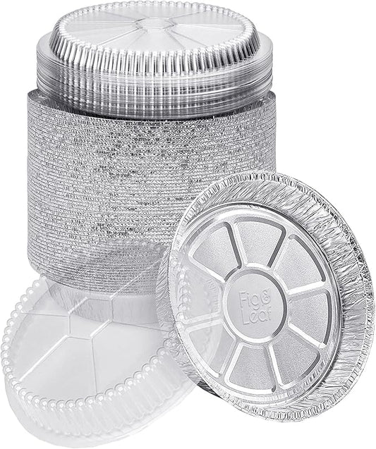 (360 Pack) Premium 6-Inch Round Foil Pans with Plastic Dome Lids l Heavy Duty l Disposable Aluminum Tin for Roasting, Baking, or Cooking by Fig+%26+Leaf
