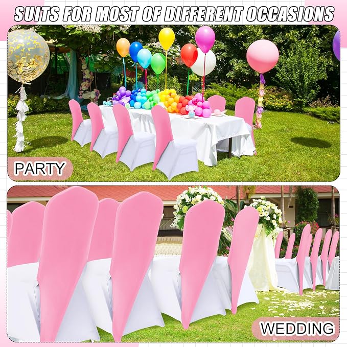 Mindsoft 40 Pcs Chair Cap Covers Spandex Chair Hood Sash Hat Bands Folding Stretch Elastic Cover for Wedding Holidays Banquet Party Celebration (Light Pink) - Image 5