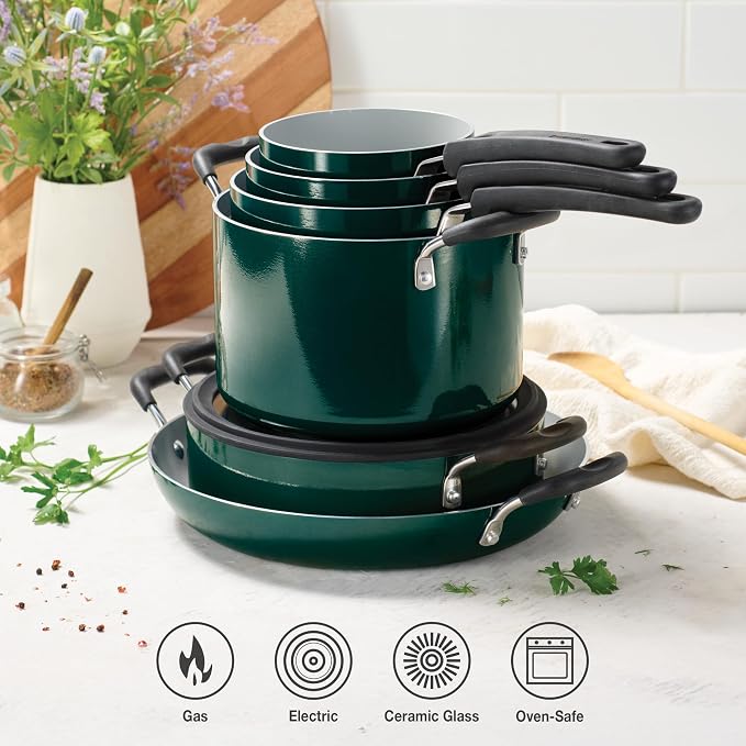 Tramontina Ceramic Non Stick 11-Piece Nesting Pots and Pans Set - Teal - Image 8