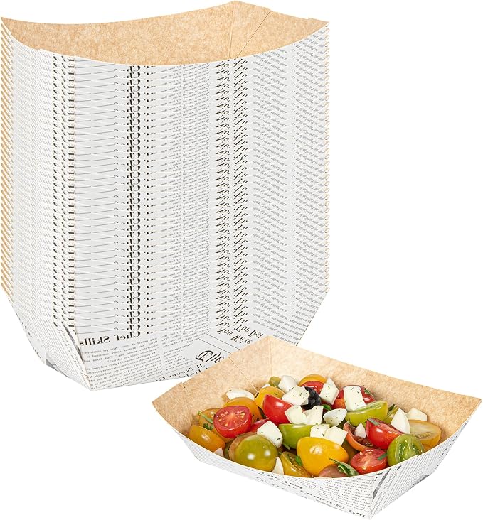 Restaurantware Paper lb Newsprint Food Tray Boat, 200 Pack by Restaurantware