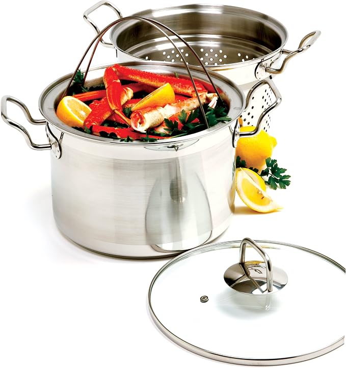 Norpro 8-Quart Krona Stainless Steel Steamer Cooker, 4 Piece Set - Image 3