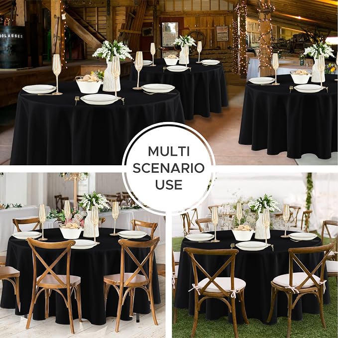 Fitable 8 Pack Black Round Tablecloths 120 Inch for 48"-96" Tables - Image 5