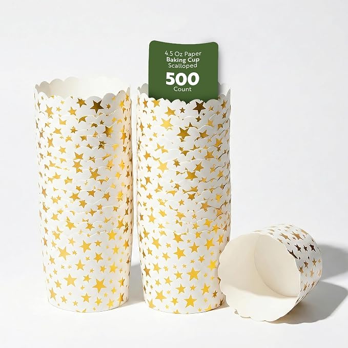 Restaurantware 4.5 oz White Paper Scalloped Baking Cup, 50 Pack by Restaurantware