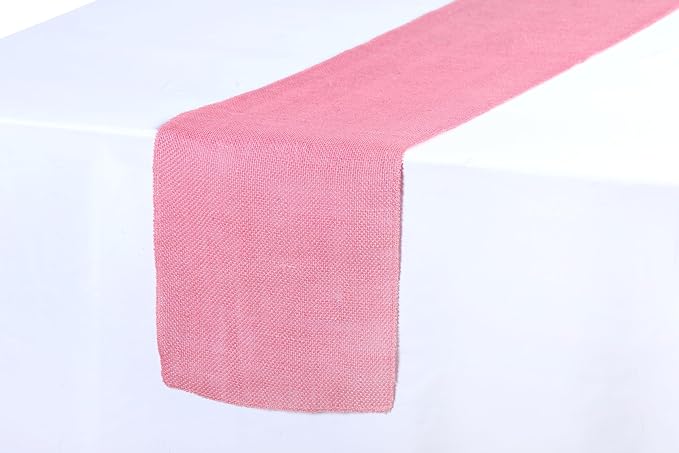 MDS® Pack of 25 Natural Burlap Table Runner, 12 x 72 Inch, Jute Rustic Farmhouse Boho Table Decor for Wedding Reception, Dining Table, Bridal Shower, Baby Shower & Party Decorations - Pink - Image 3
