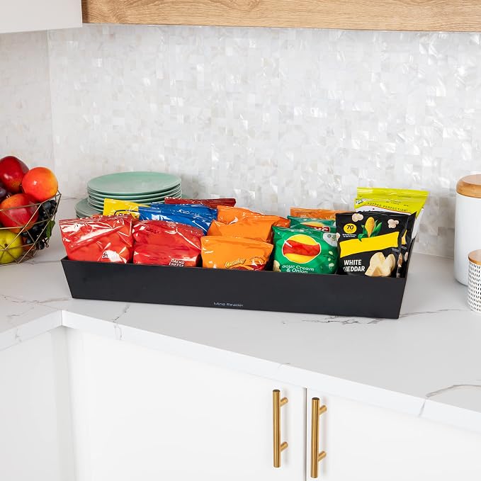 Mind Reader Snack Tray, Countertop Organizer, Snack Tray, Pantry, Breakroom, Kitchen, Black - Image 6