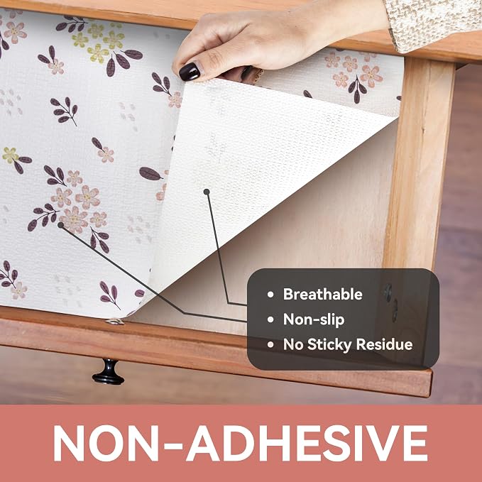 Shelf and Drawer Liner for Kitchen Cabinet Blush Petals Floral 18In x 16Ft - Image 8