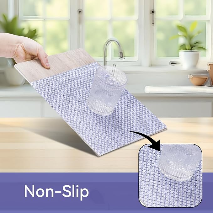 FIFTY FEET 18"x96" Non-Adhesive Shelf Liner for Kitchen Cabinets and Drawers, Washable Non-Slip PVC Cabinet Liner (Blue Circle)(1 Roll) - Image 2