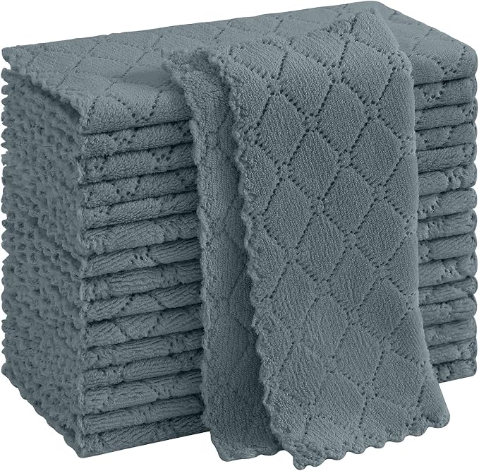 Homaxy Super Soft 16 Pack Coral Velvet Dish Cloths, 10" x 10", Dark Grey by Homaxy