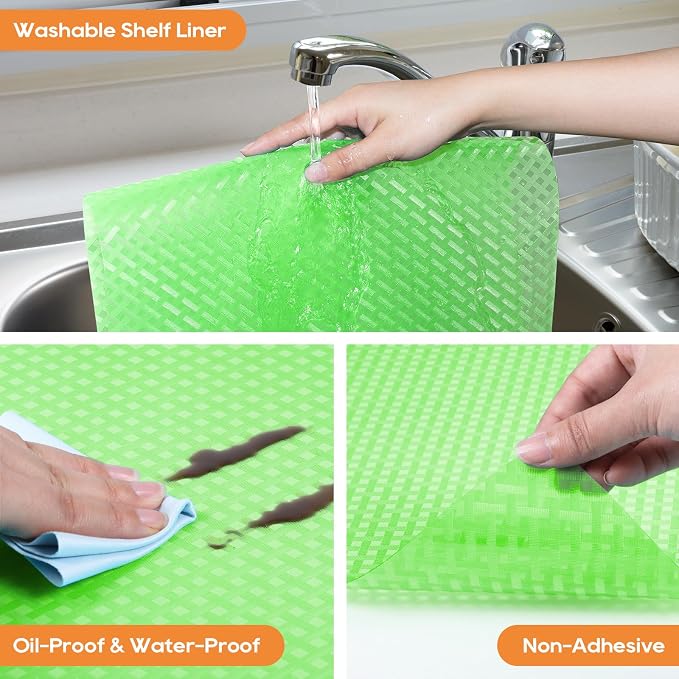 Shelf Liners for Kitchen Cabinets, Drawer, Fridge Liner Green 17.5"× 393.7" - Image 5