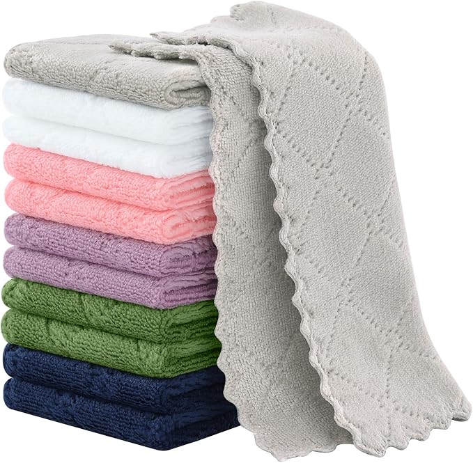 Homaxy Super Soft 12 Pack Coral Velvet Microfiber Dish Cloths, 7" x 9" by Homaxy