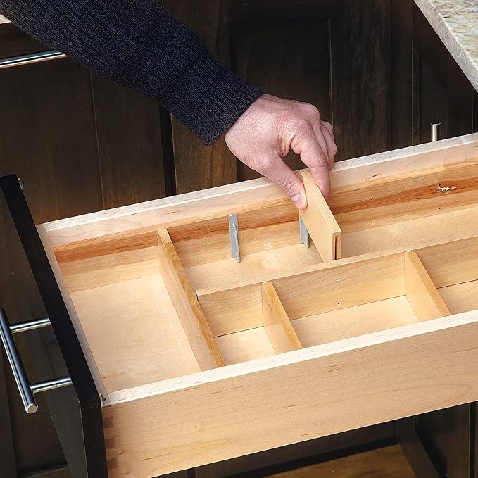 Rev-A-Shelf Customizable Drop-In Kitchen Drawer Organizer Kit for Large Utensils, Knick Knacks, & Cutlery Organization w/Adjusdable Clips, LD-4CT15-1 - Image 3