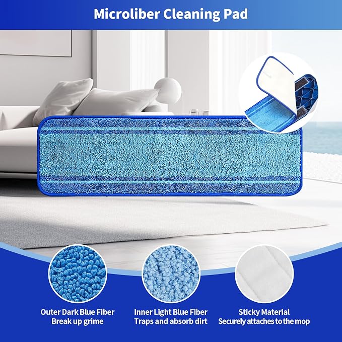 3-Pack Microfiber Mop Pads for Bona Mpo- Washable Reusable Refills for Hardwood, Tile & Multi-Surface Floors | Pet Hair & Stain Remover - Image 3