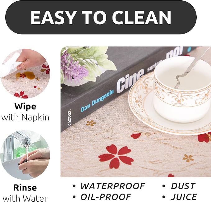 RAY STAR 18X96 Inch Shelf Liner for Kitchen Cabinets, Non-Adhesive Cabinet Liner Washable, PVC Drawer Liner for Dresser Non-Slip Bathroom (Red Floral)(2 Roll) - Image 4